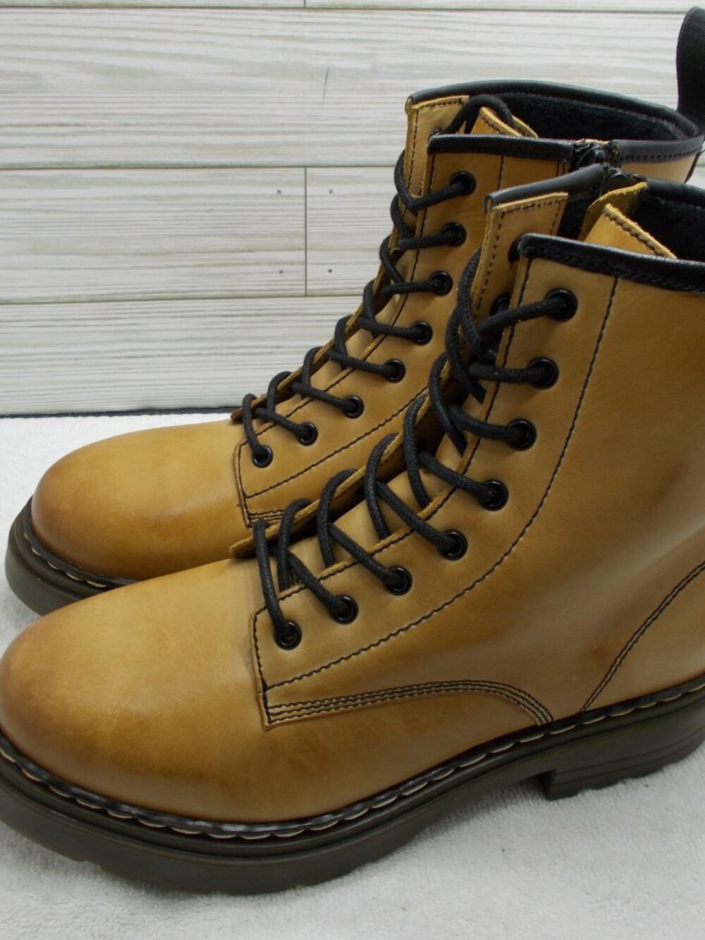 ROOLEE Elvis Women's 8 Platform Combat Boots Leather Lace Up Side Zip